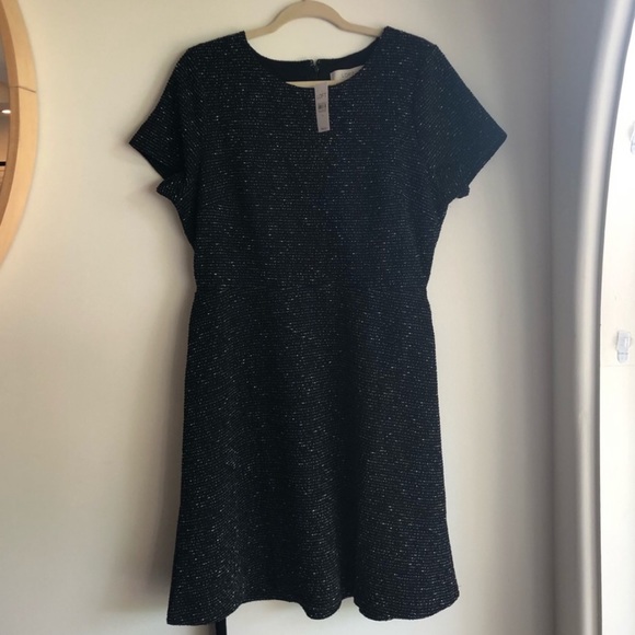 NWT LOFT Textured Velvet Belted Midi Dress - Picture 8 of 9